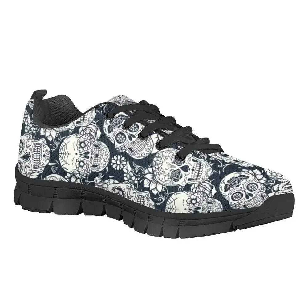 Sugar Skull Print Vulcanized Shoes For Men Casual Male Mesh Sneakers Breathable Men Flats Tenis Masculino