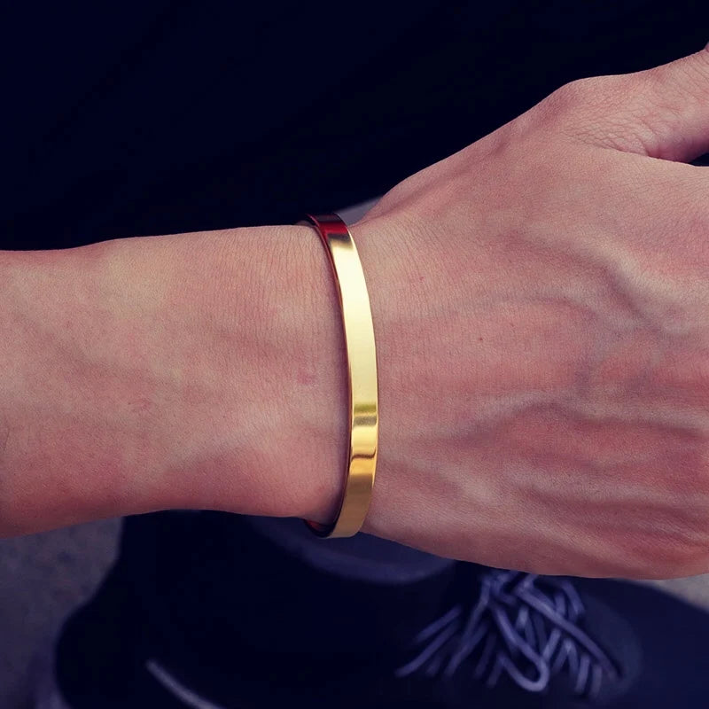 Simple Style 4mm/6mm/8mm Stainless Steel Open Bangle Unisex Unfading Not Allergic 3 Colors Charm Bracelet Leisure Pulseira Joias