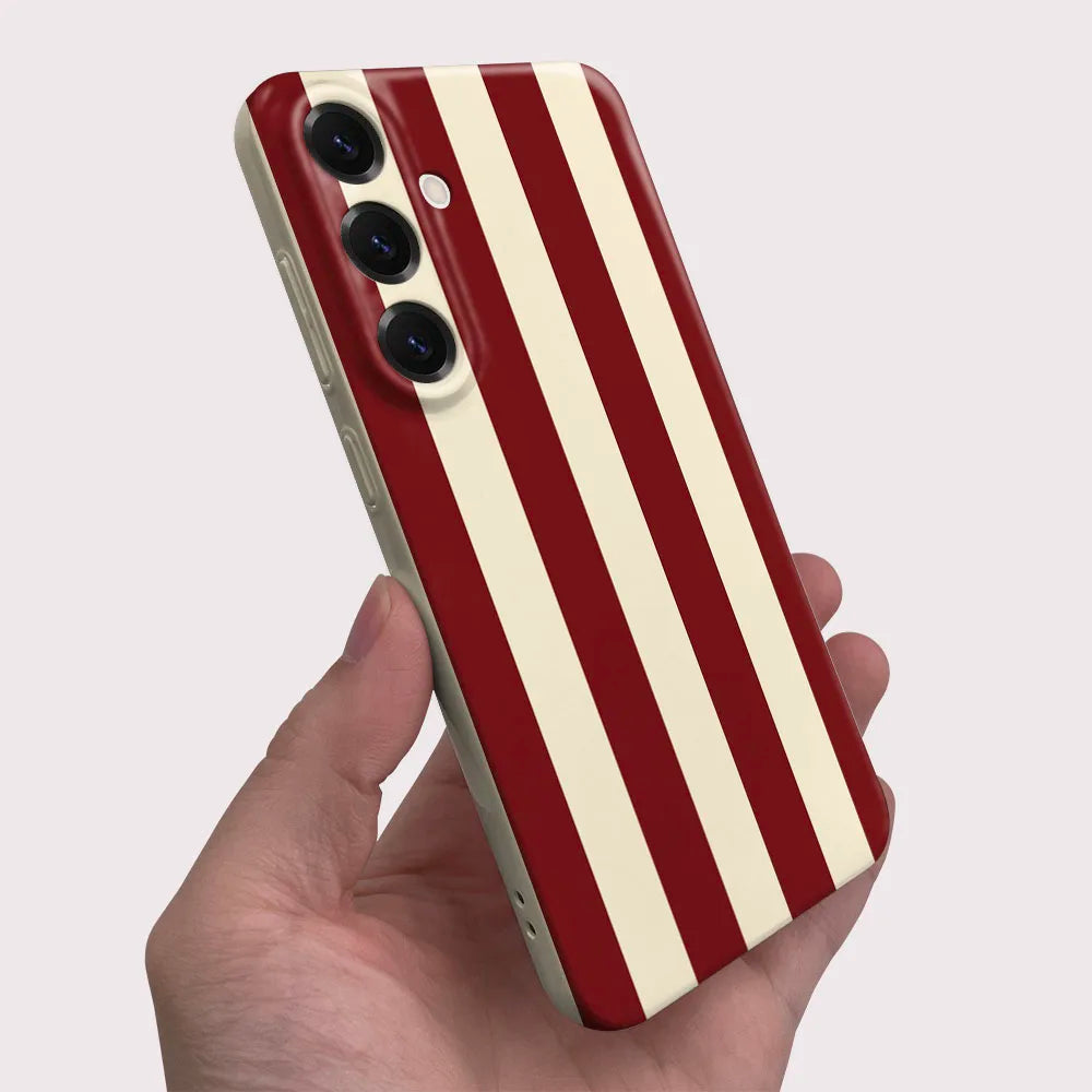 Red White Striped Case For Samsung A55 54 53 52 71 73 12 13 14 15 16 17 23 25 26 32 34 35 36 Hard PC Phone Cover Capa Coque