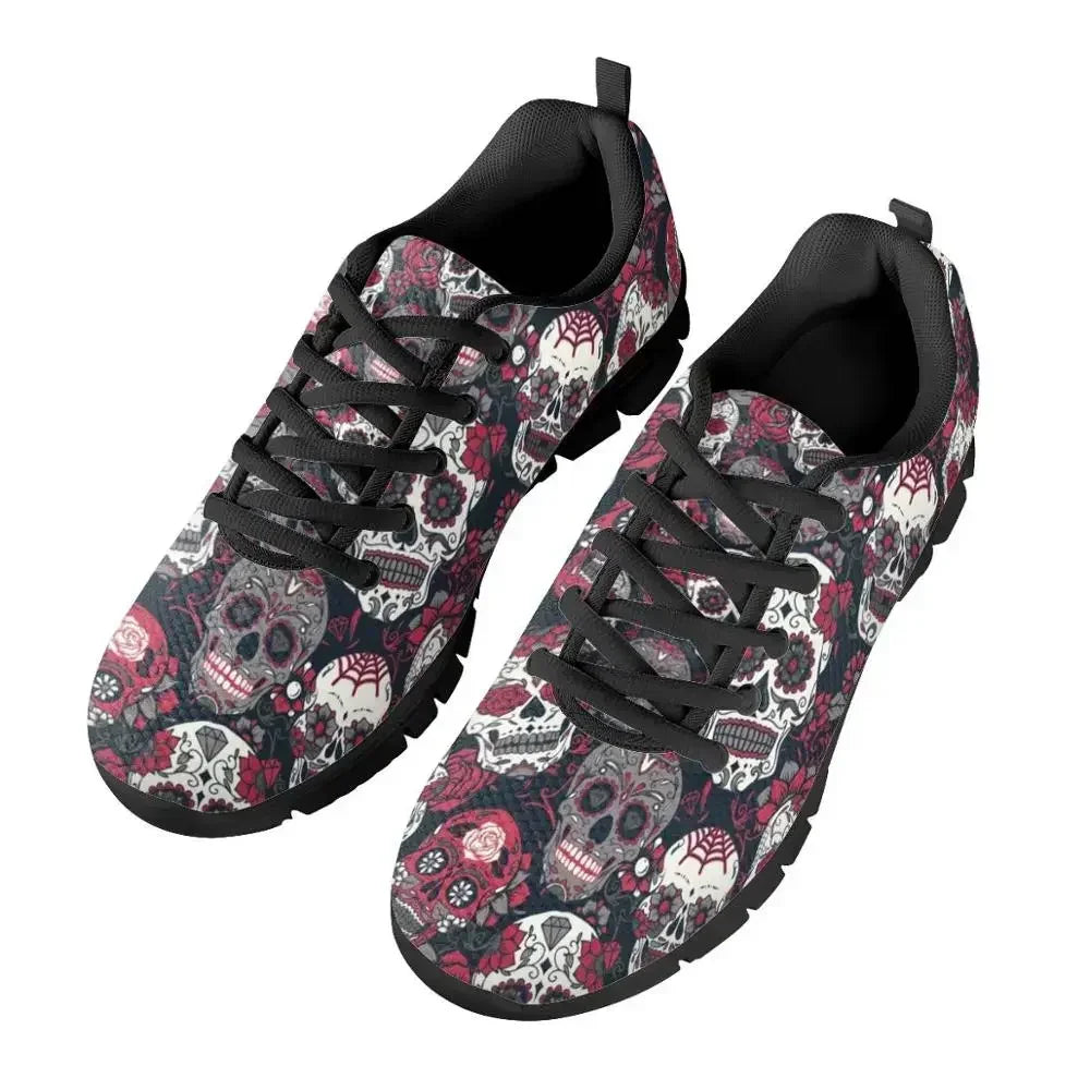 Sugar Skull Print Vulcanized Shoes For Men Casual Male Mesh Sneakers Breathable Men Flats Tenis Masculino