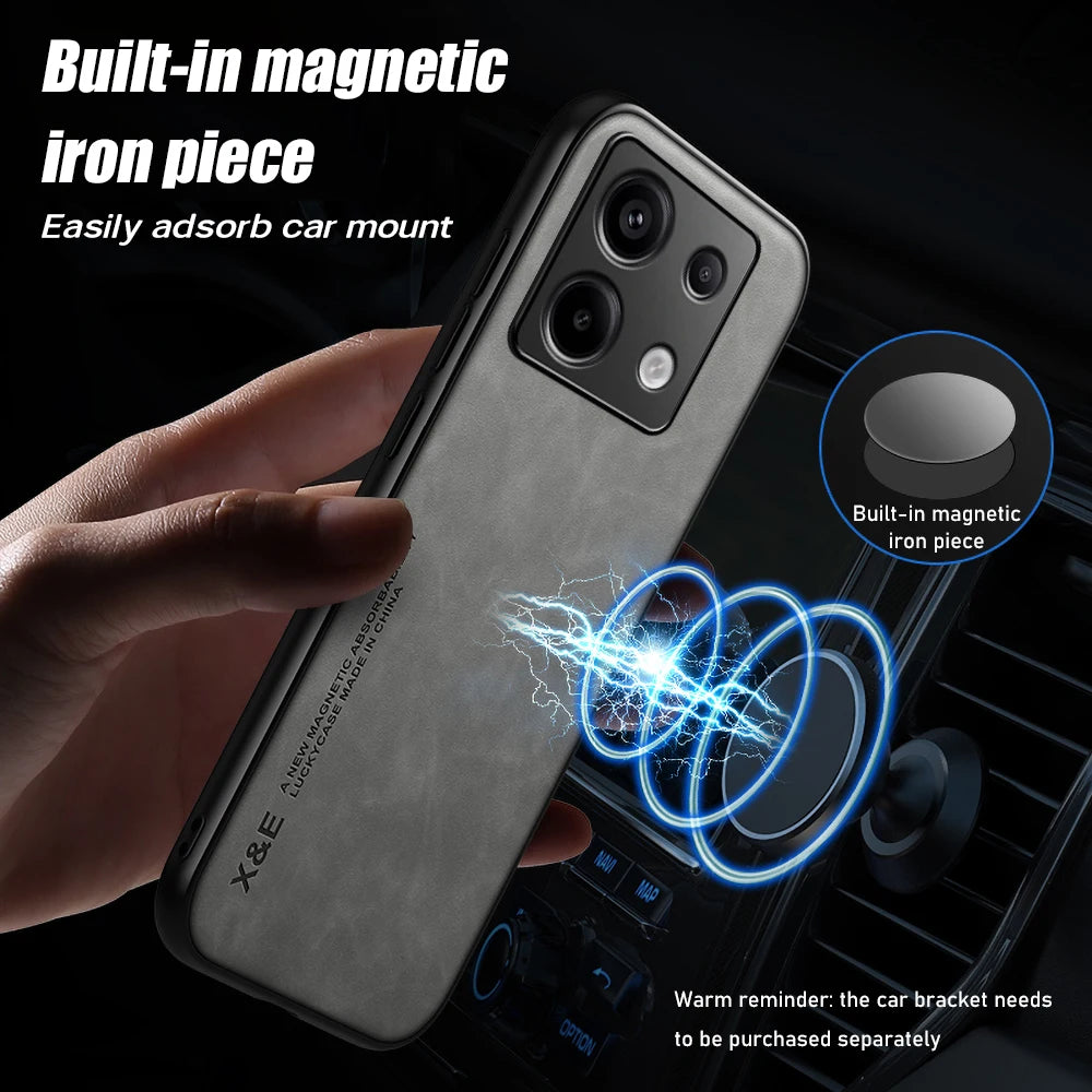 Shockproof Magnetic Car Holder Case For Xiaomi Redmi Note 14 Pro 5G 13 12 11 14C 13C 12C 4G 11S 12S Protective Cover Phone Coque