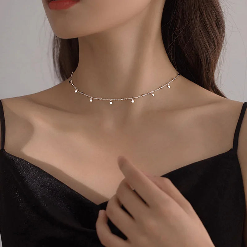 XIYANIKE Silver Color  Disc Tassels Necklace Female Charm Fashion Simple Jewelry Exquisite Accessories Joias Casamento