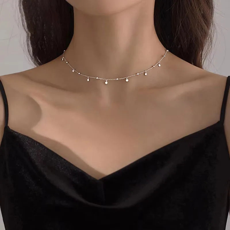 XIYANIKE Silver Color  Disc Tassels Necklace Female Charm Fashion Simple Jewelry Exquisite Accessories Joias Casamento