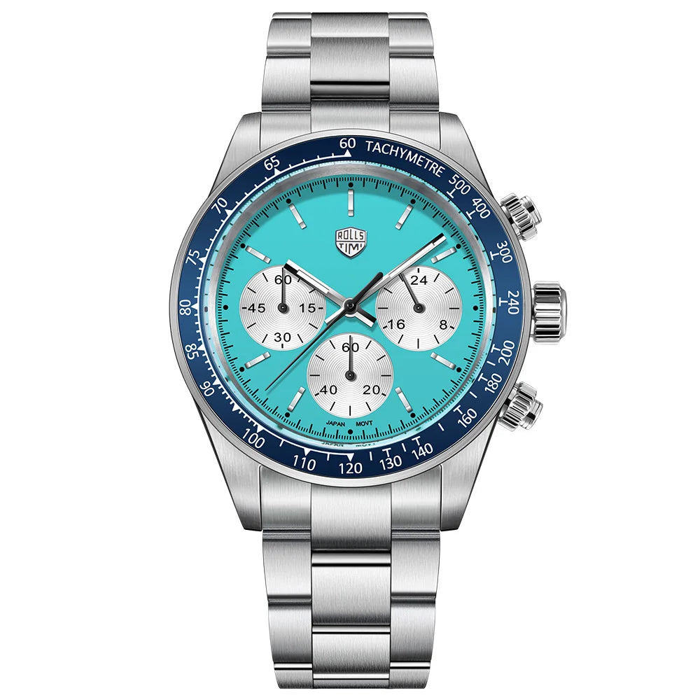 2026 ROLLS TIMI Men's Watch Top Fashion Men's Quartz Watch Luxury Sapphire VK63 Chronograph Sports Waterproof Relógios Masculino