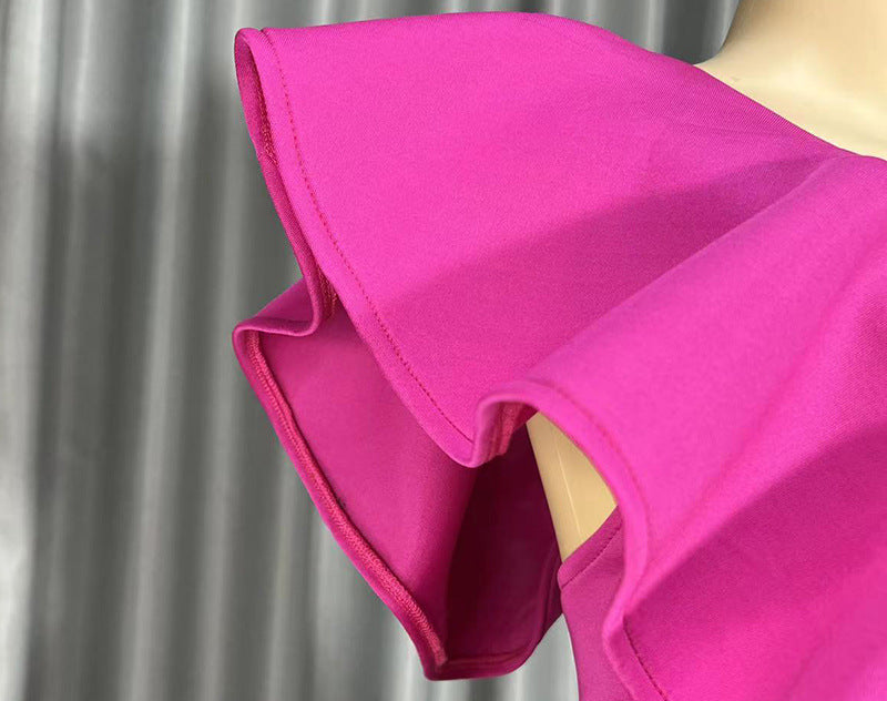 African Cross-border Source 2023 New Solid Color Loose Style Evening Dress Slim-fit Long Dress for Cross-border