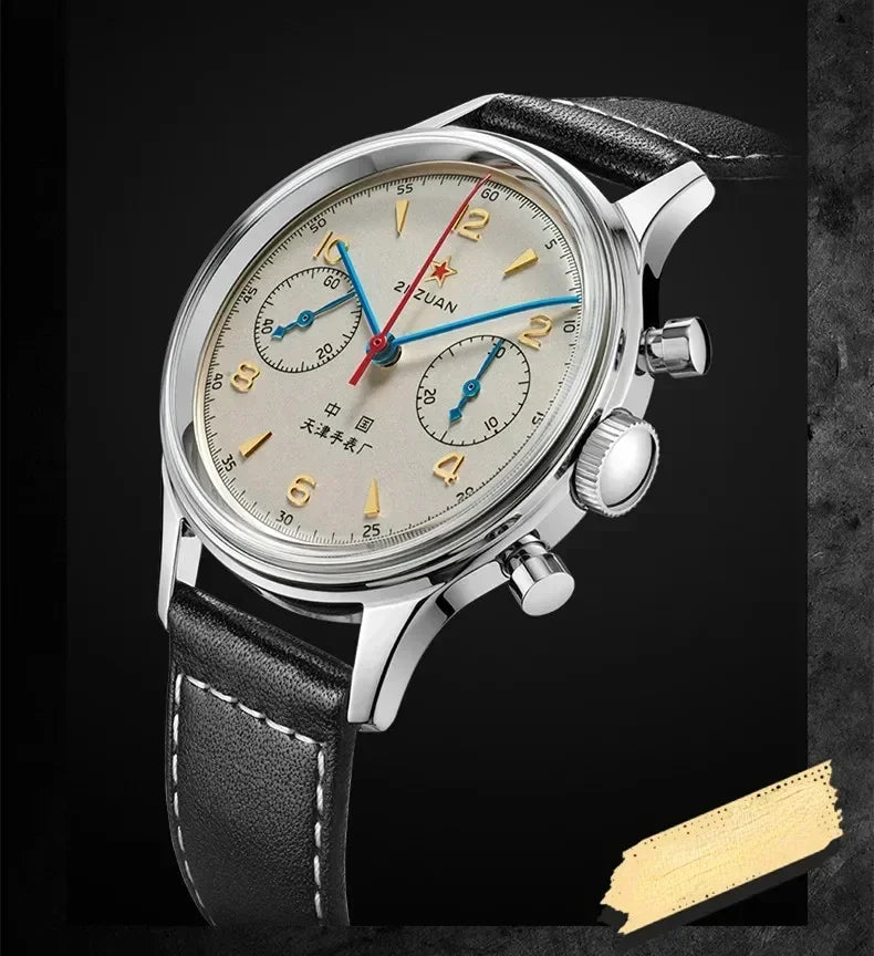 Relógios para homem 1963 relógio piloto automático 42 mm impermeável retro quartzo cronógrafo relógio de vestuário vintage Translated with https://laratranslate.com