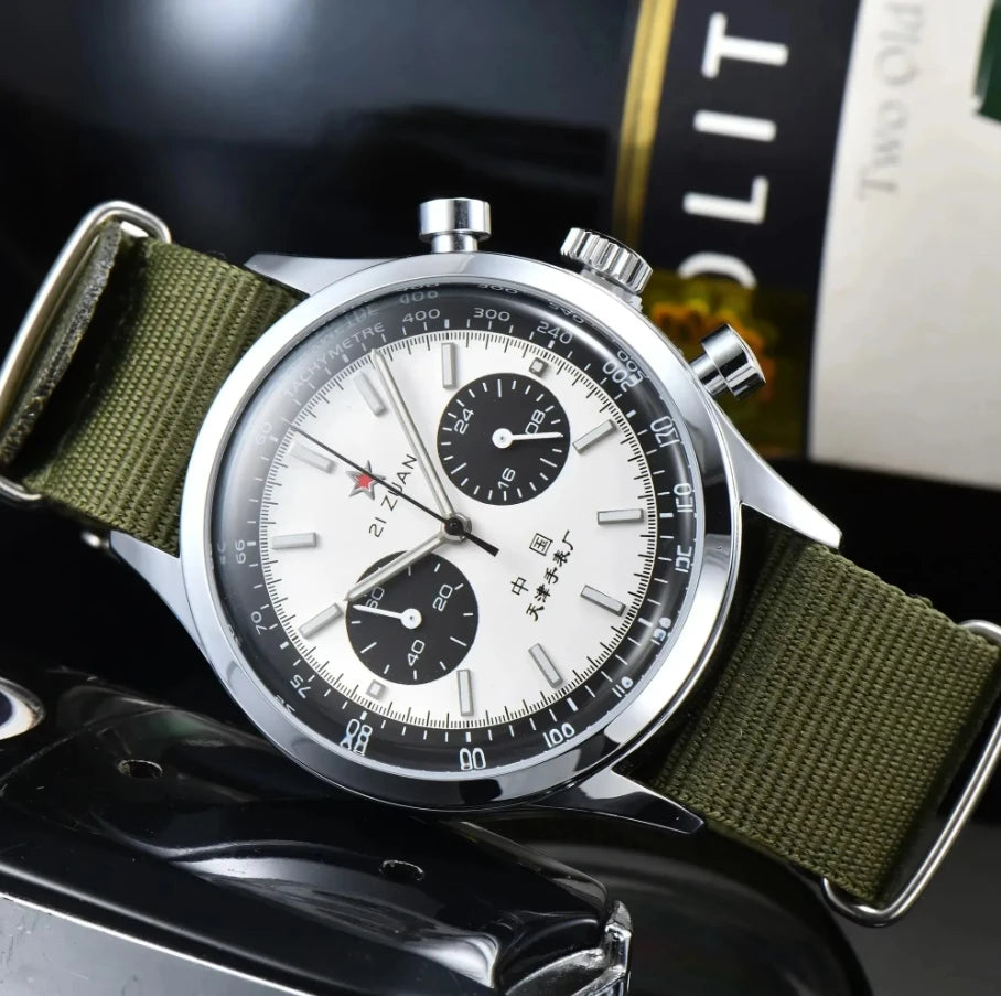 Relógios para homem 1963 relógio piloto automático 42 mm impermeável retro quartzo cronógrafo relógio de vestuário vintage Translated with https://laratranslate.com
