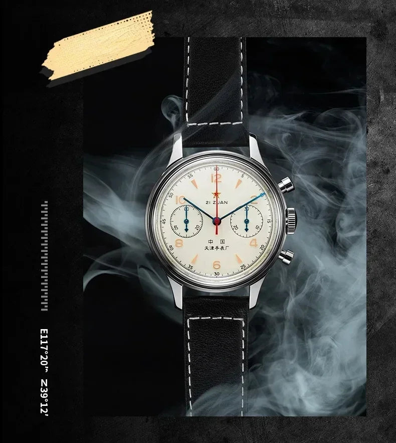 Relógios para homem 1963 relógio piloto automático 42 mm impermeável retro quartzo cronógrafo relógio de vestuário vintage Translated with https://laratranslate.com