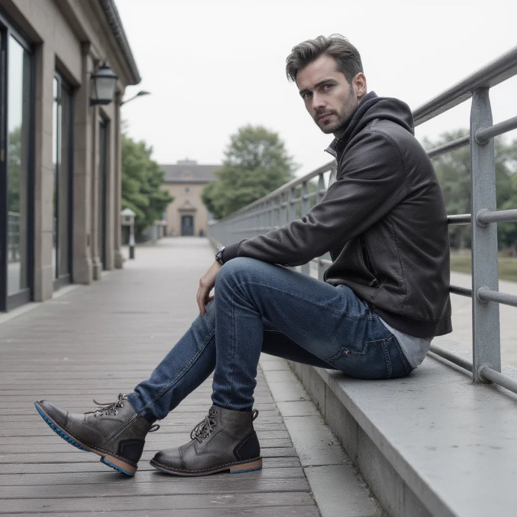 Tamanho 7-13 Botas de tornozelo para homens Botas de couro masculinas Bota de marca para homens # AL605