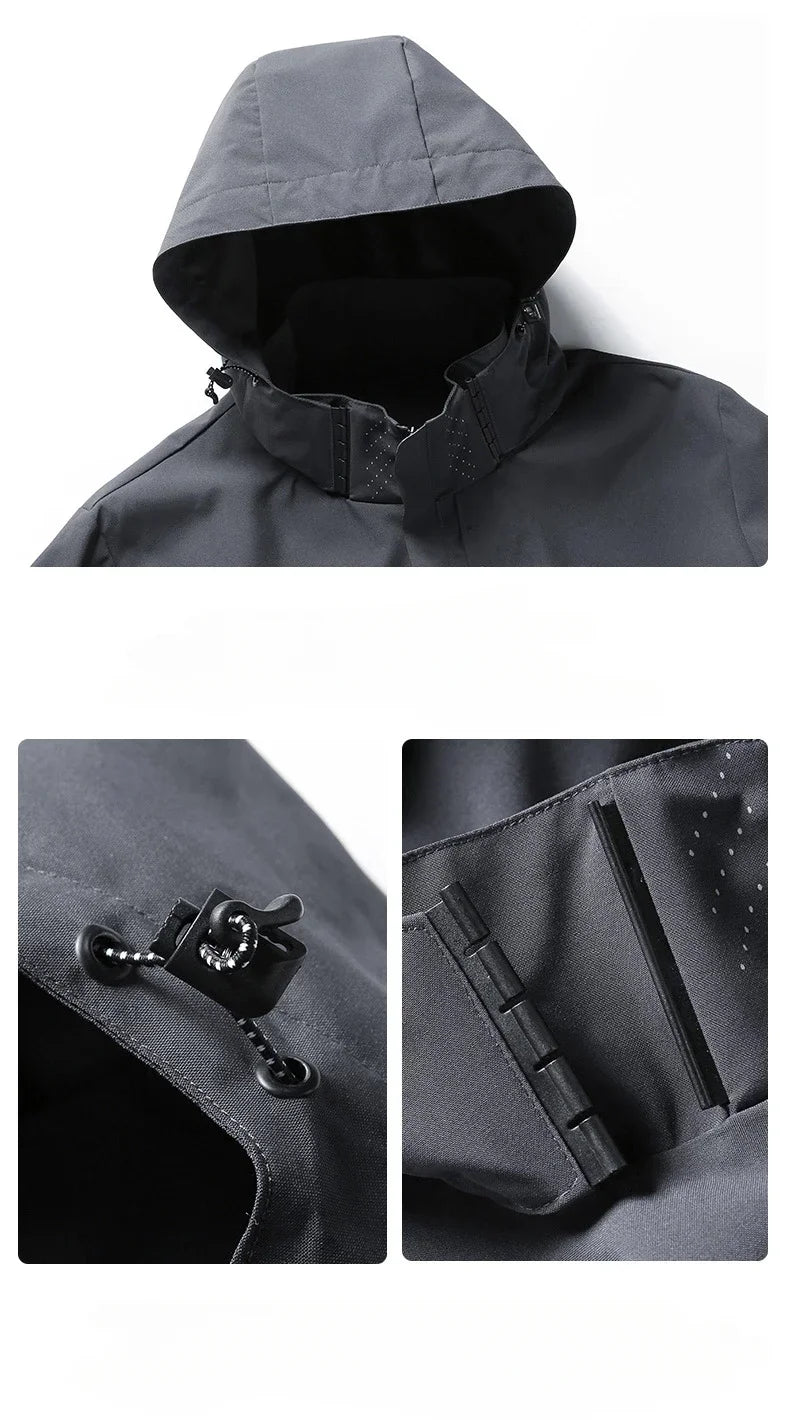 Jaqueta de chuva impermeável masculina leve exterior com capuz capa de chuva ao ar livre caminhadas jaqueta à prova de vento escalada jaquetas ao ar livre