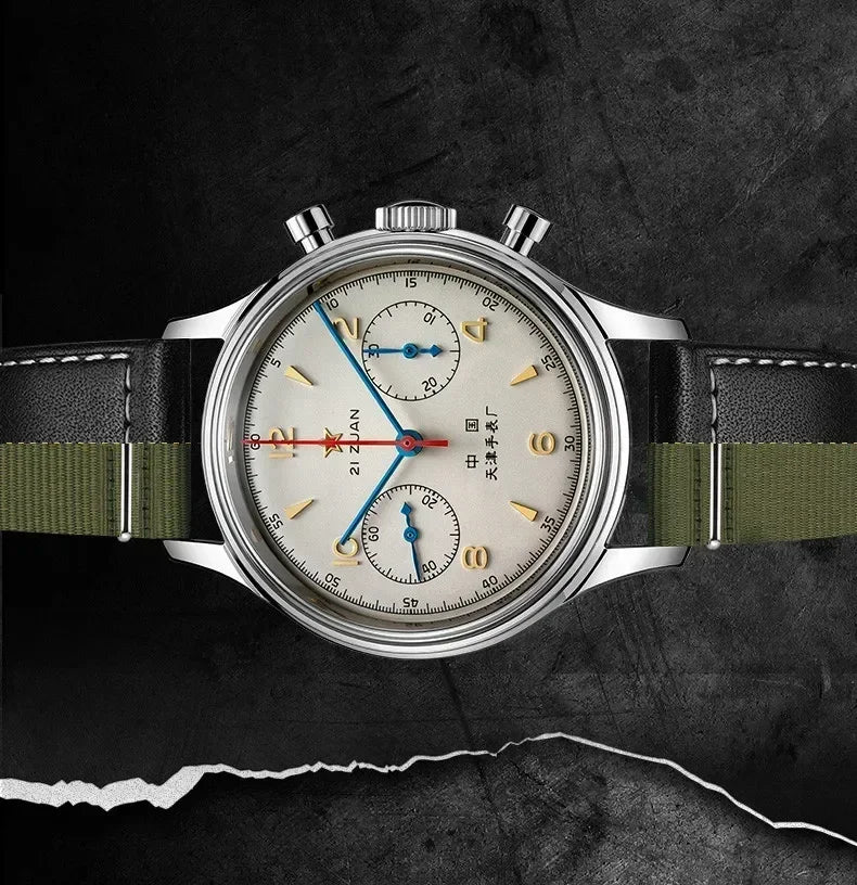 Relógios para homem 1963 relógio piloto automático 42 mm impermeável retro quartzo cronógrafo relógio de vestuário vintage Translated with https://laratranslate.com