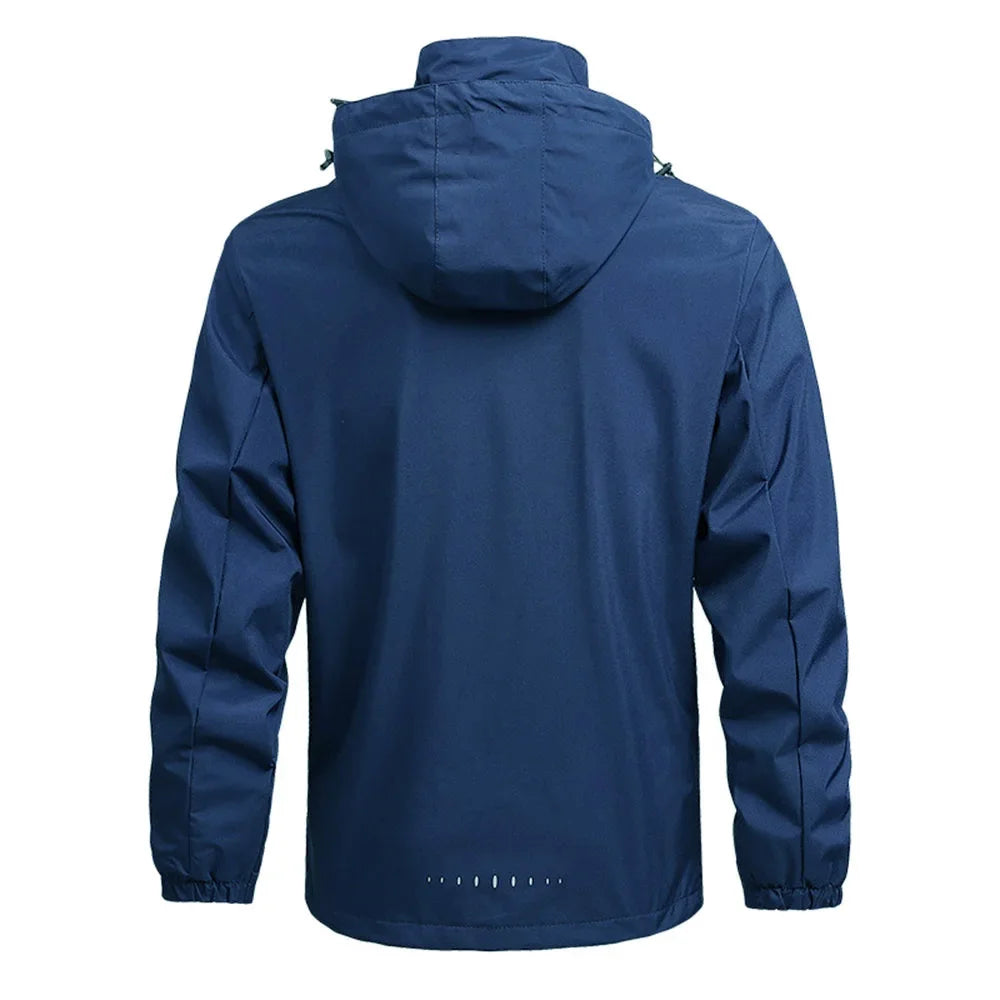 Jaqueta de chuva impermeável masculina leve exterior com capuz capa de chuva ao ar livre caminhadas jaqueta à prova de vento escalada jaquetas ao ar livre