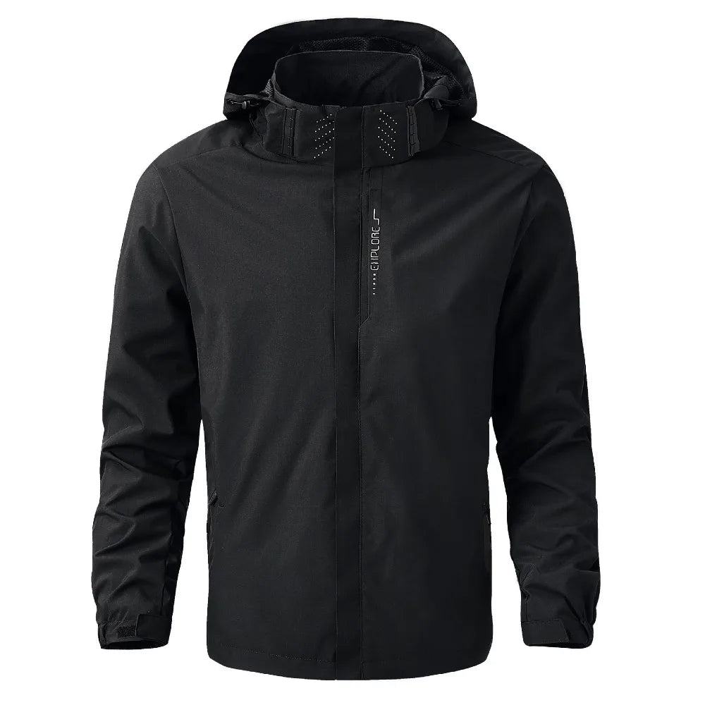 Jaqueta de chuva impermeável masculina leve exterior com capuz capa de chuva ao ar livre caminhadas jaqueta à prova de vento escalada jaquetas ao ar livre