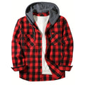 Camisas masculinas clássicas xadrez casual botão para baixo com capuz manga comprida bolsos duplos camisa com capuz jaqueta de flanela primavera outono topos