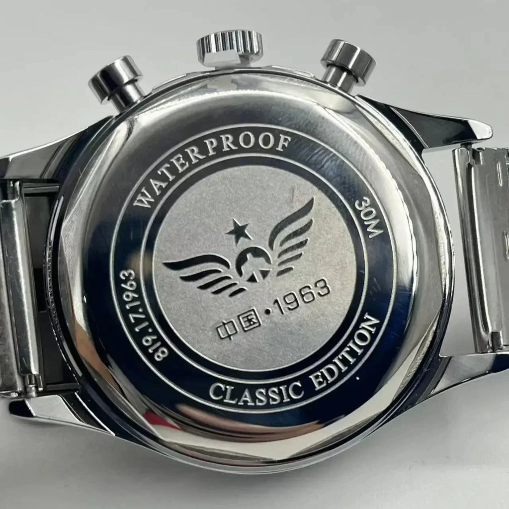 Relógios para homem 1963 relógio piloto automático 42 mm impermeável retro quartzo cronógrafo relógio de vestuário vintage Translated with https://laratranslate.com