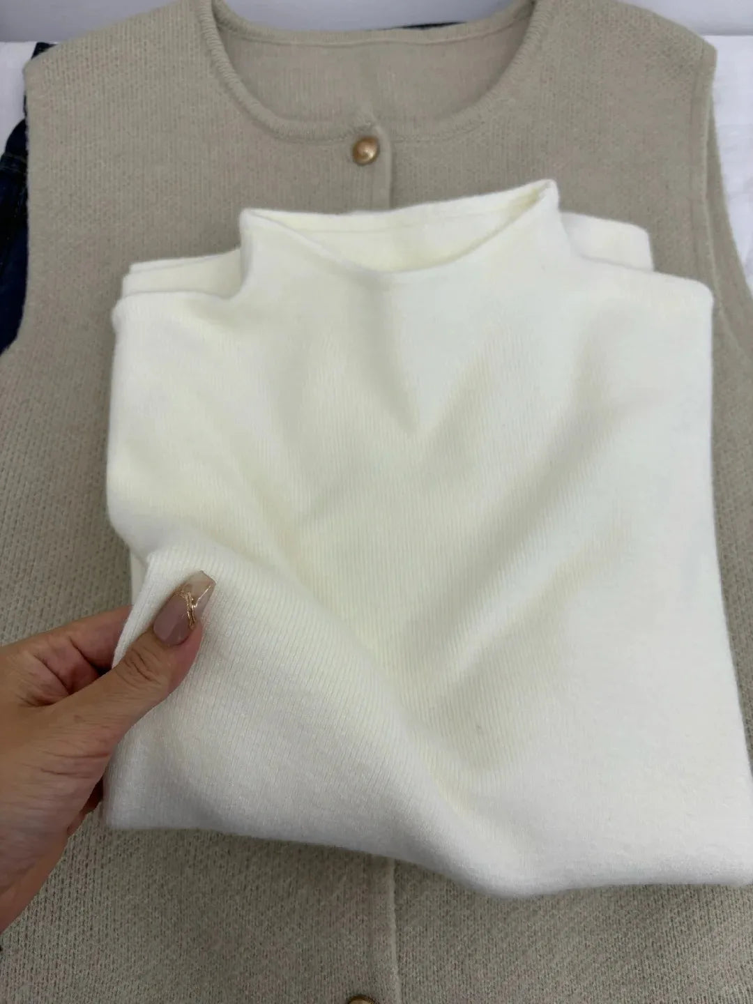 Camisola Feminina Casual Vintage de Malha Manga Comprida Gola Alta Lisa Moda Outono Inverno 2026