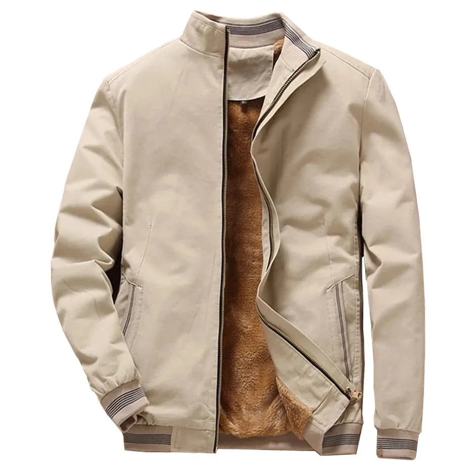 Outono e inverno nova moda masculina jaqueta aviador velo engrossado quente jaqueta de beisebol cor sólida zíper tamanho grande topo M-5XL