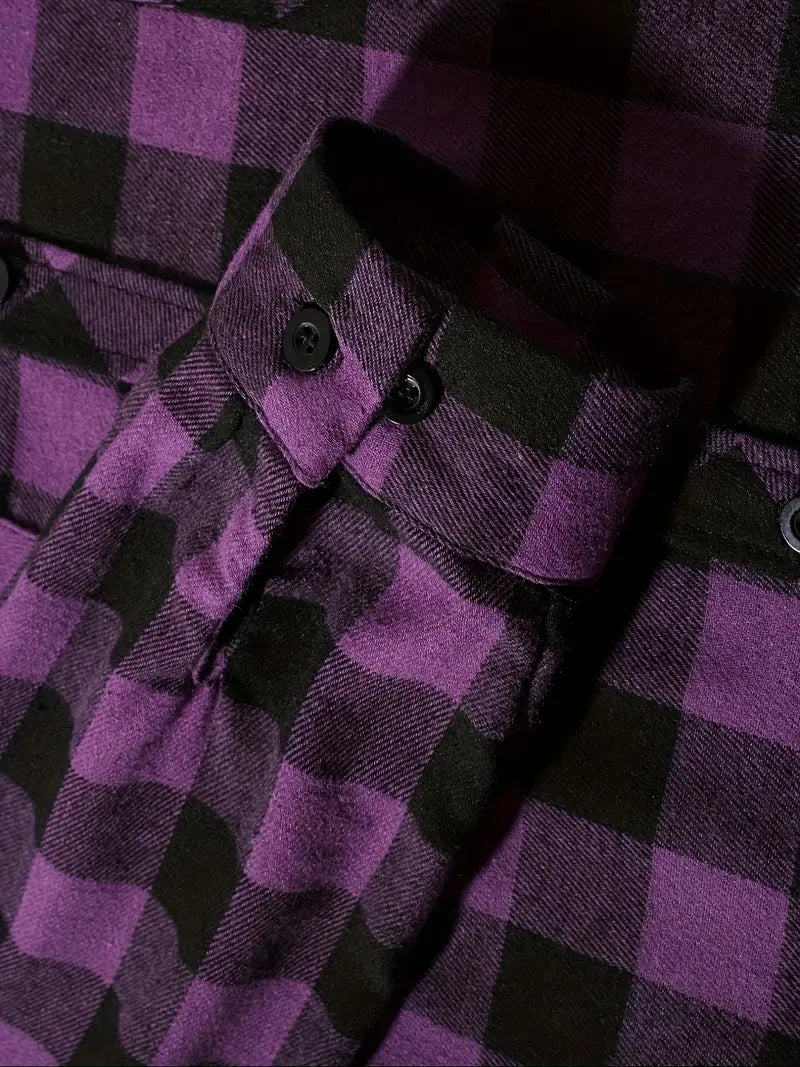 Camisas masculinas clássicas xadrez casual botão para baixo com capuz manga comprida bolsos duplos camisa com capuz jaqueta de flanela primavera outono topos
