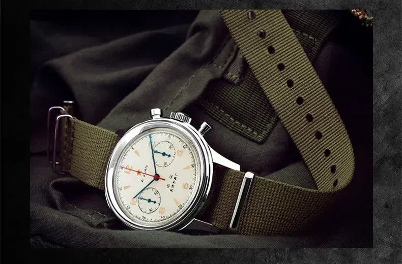 Relógios para homem 1963 relógio piloto automático 42 mm impermeável retro quartzo cronógrafo relógio de vestuário vintage Translated with https://laratranslate.com
