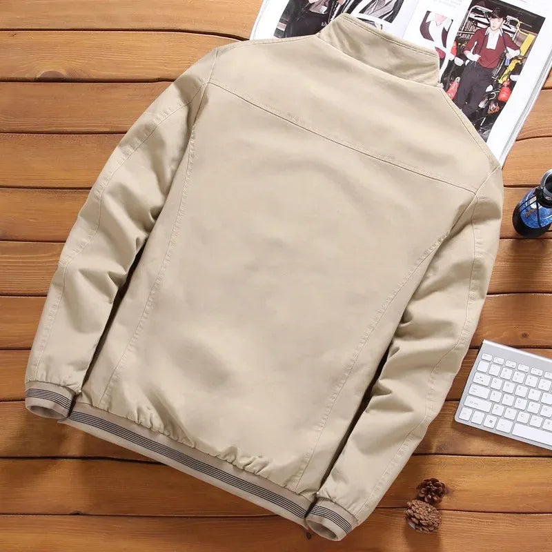 Outono e inverno nova moda masculina jaqueta aviador velo engrossado quente jaqueta de beisebol cor sólida zíper tamanho grande topo M-5XL