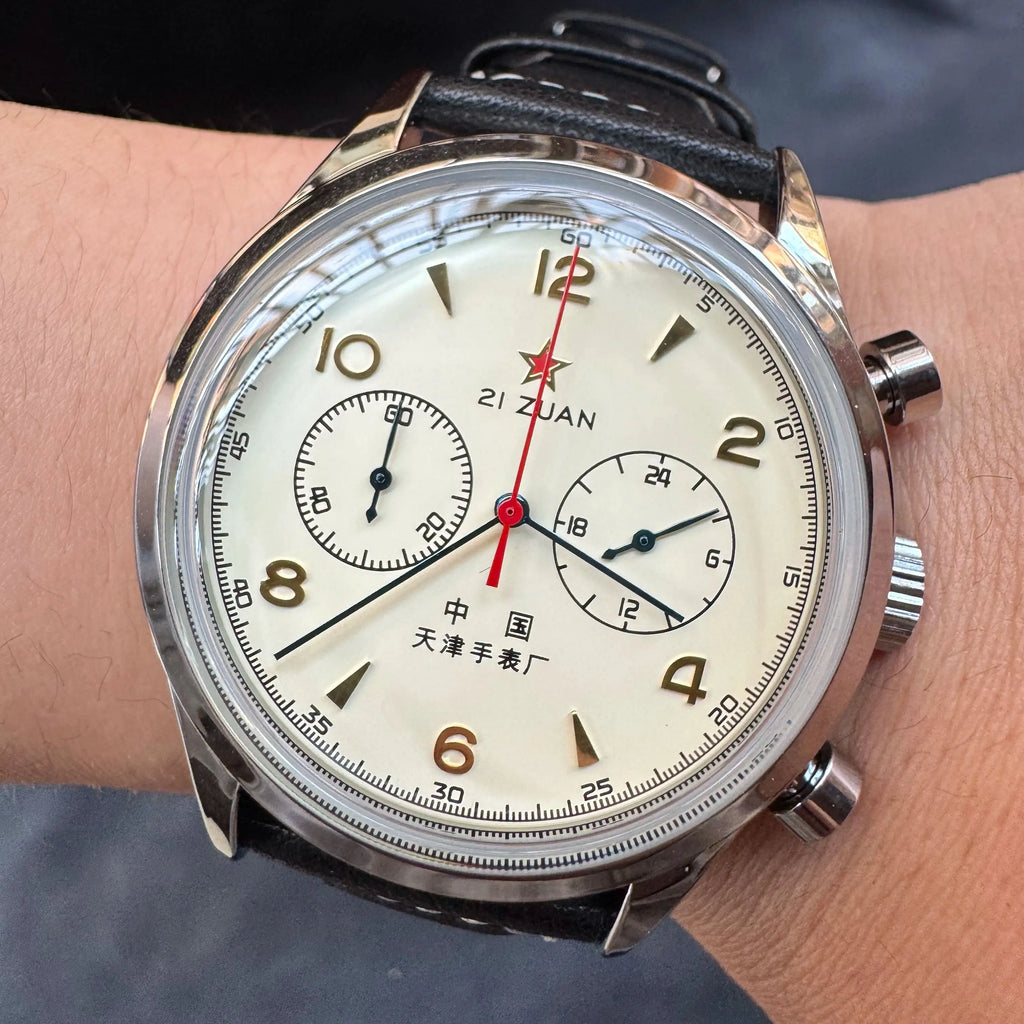 Relógios para homem 1963 relógio piloto automático 42 mm impermeável retro quartzo cronógrafo relógio de vestuário vintage Translated with https://laratranslate.com