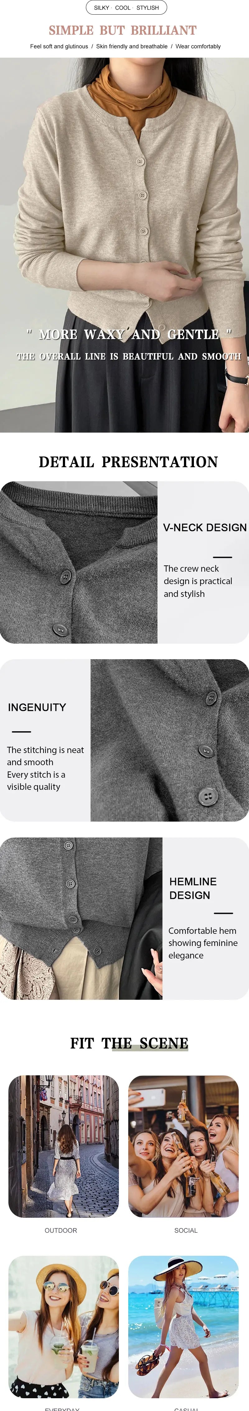 Nova Moda 2026 Suéter Feminino de Cashmere Curto Solto de Tricô com Forro de Lã, Gola Redonda, Quente, Estilo Coreano Casual
