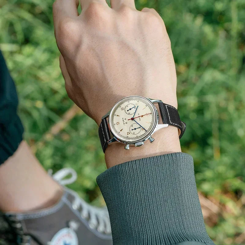 Relógios para homem 1963 relógio piloto automático 42 mm impermeável retro quartzo cronógrafo relógio de vestuário vintage Translated with https://laratranslate.com