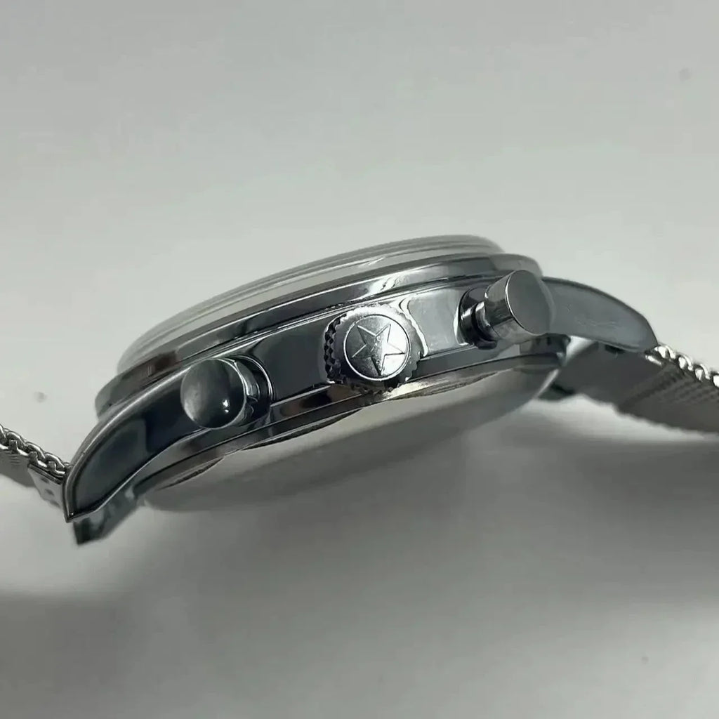 Relógios para homem 1963 relógio piloto automático 42 mm impermeável retro quartzo cronógrafo relógio de vestuário vintage Translated with https://laratranslate.com