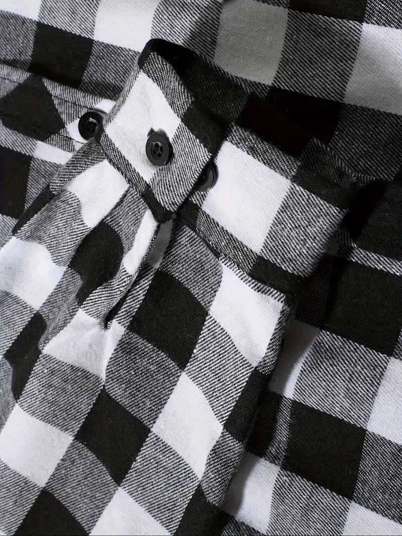 Camisas masculinas clássicas xadrez casual botão para baixo com capuz manga comprida bolsos duplos camisa com capuz jaqueta de flanela primavera outono topos