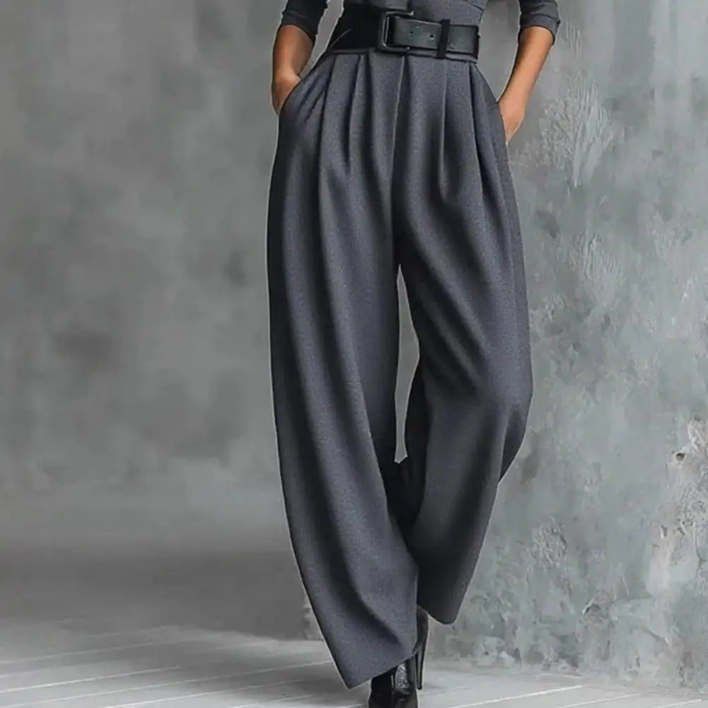 Conjunto Feminino de 2 Peças 2026: Blusa de Gola Alta Manga Longa e Calça de Cintura Alta com Cinto - Conjunto Casual Feminino Estilo Streetwear