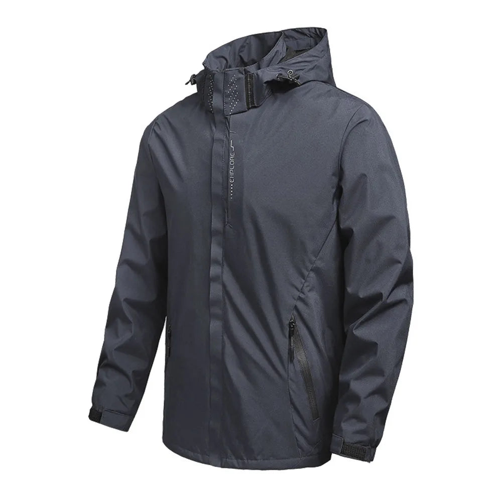 Jaqueta de chuva impermeável masculina leve exterior com capuz capa de chuva ao ar livre caminhadas jaqueta à prova de vento escalada jaquetas ao ar livre