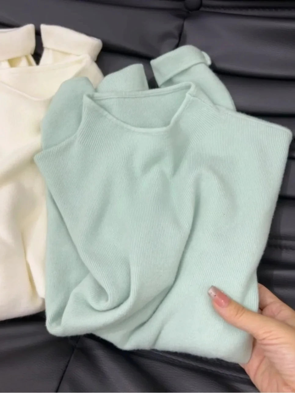Camisola Feminina Casual Vintage de Malha Manga Comprida Gola Alta Lisa Moda Outono Inverno 2026