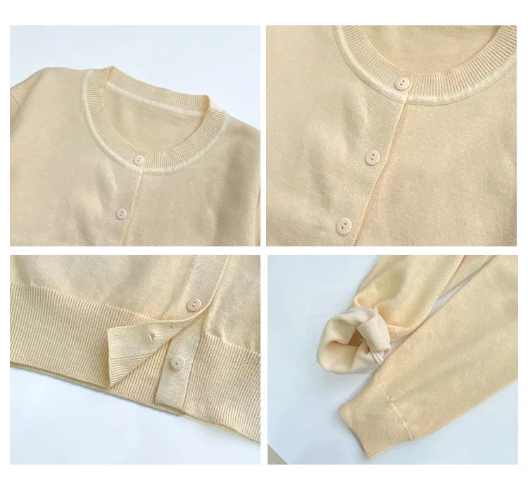 Cardigan feminino manga longa 2026 o pescoço botão para baixo malha senhora primavera outono malha único breasted cardigan suéteres