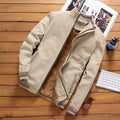 Outono e inverno nova moda masculina jaqueta aviador velo engrossado quente jaqueta de beisebol cor sólida zíper tamanho grande topo M-5XL