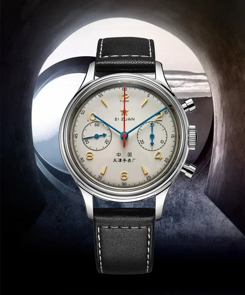 Relógios para homem 1963 relógio piloto automático 42 mm impermeável retro quartzo cronógrafo relógio de vestuário vintage Translated with https://laratranslate.com