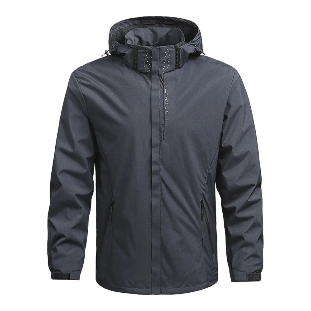 Jaqueta de chuva impermeável masculina leve exterior com capuz capa de chuva ao ar livre caminhadas jaqueta à prova de vento escalada jaquetas ao ar livre