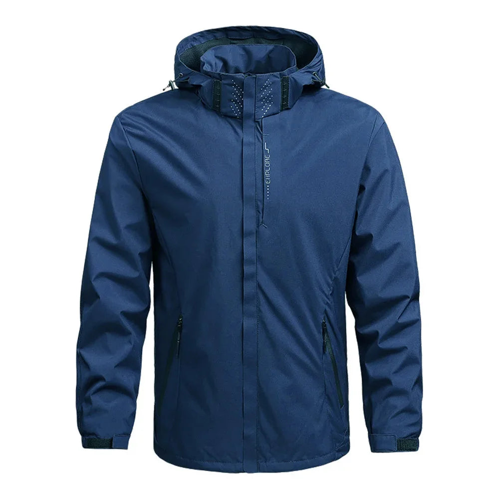 Jaqueta de chuva impermeável masculina leve exterior com capuz capa de chuva ao ar livre caminhadas jaqueta à prova de vento escalada jaquetas ao ar livre