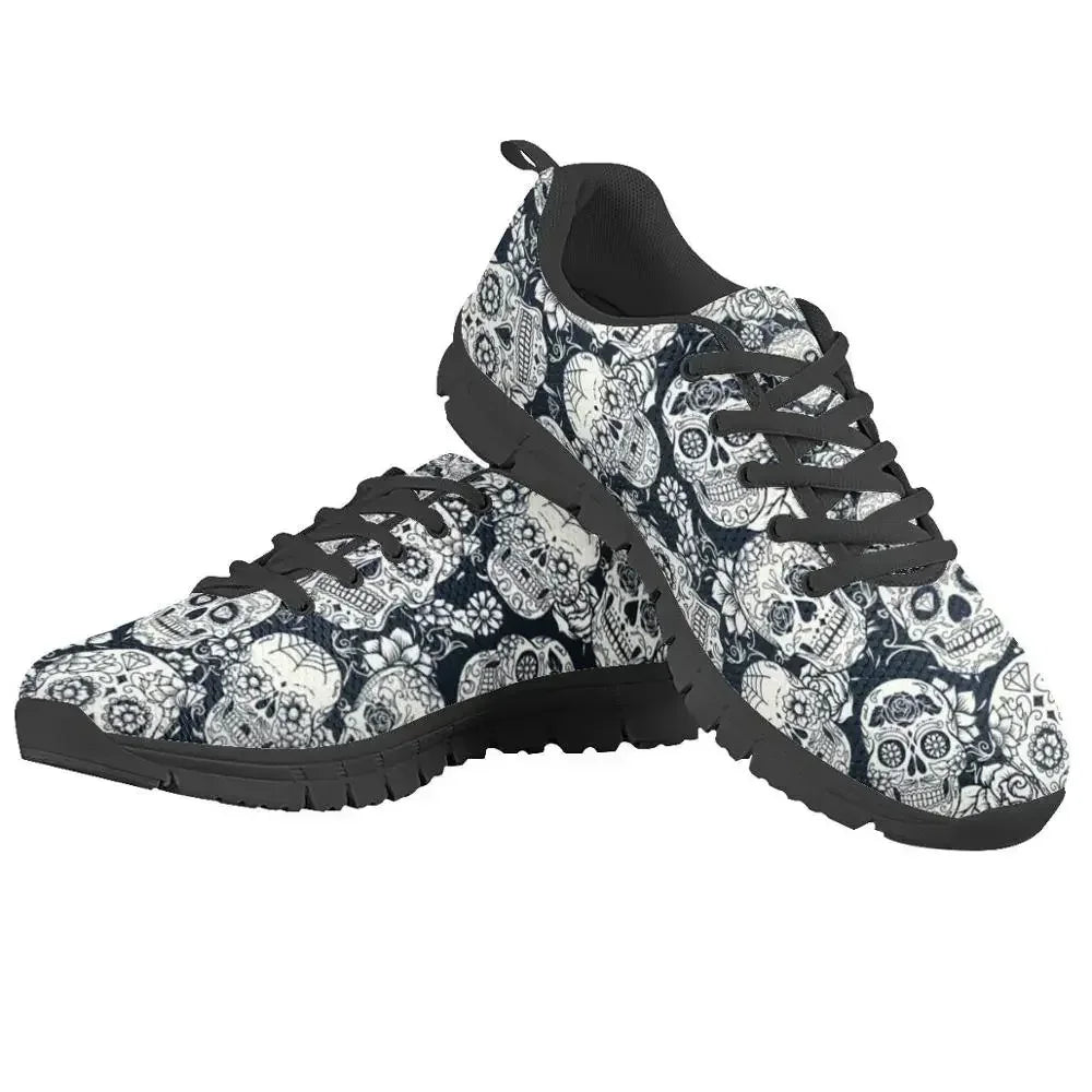 Sugar Skull Print Vulcanized Shoes For Men Casual Male Mesh Sneakers Breathable Men Flats Tenis Masculino
