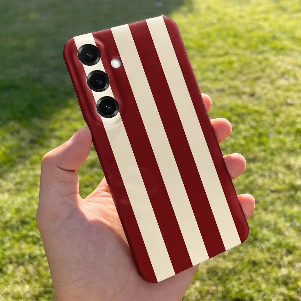 Red White Striped Case For Samsung A55 54 53 52 71 73 12 13 14 15 16 17 23 25 26 32 34 35 36 Hard PC Phone Cover Capa Coque