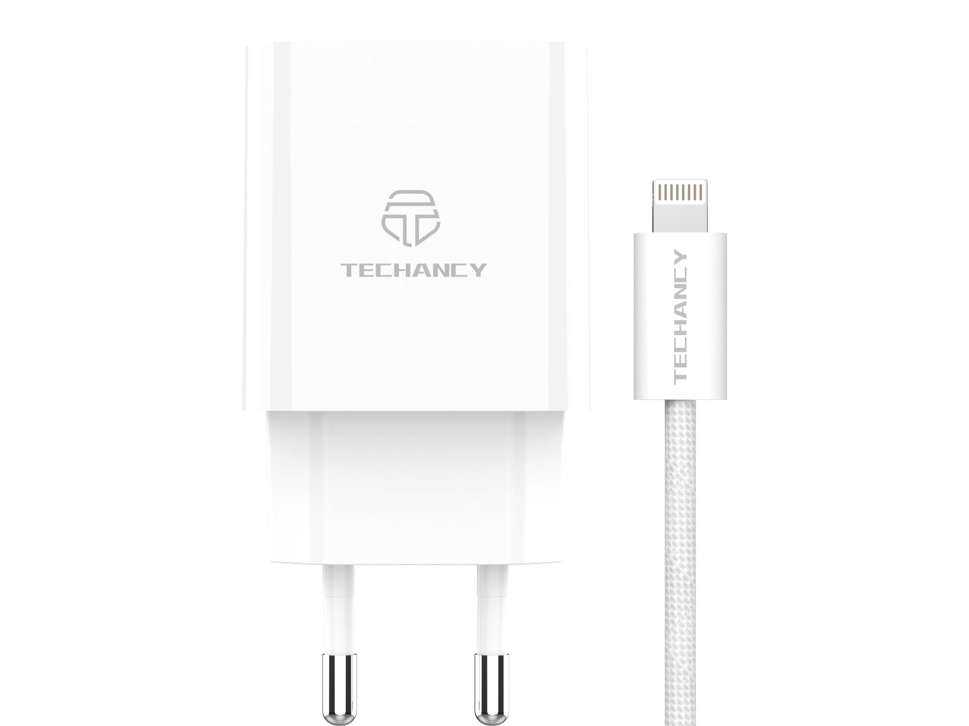 Techancy Carregador USB-A+USB-C TA2820, 45W PD, com Cabo USB-C para Lightning de 1m, CompatIvel com iPhone 7/8/XS/11-14